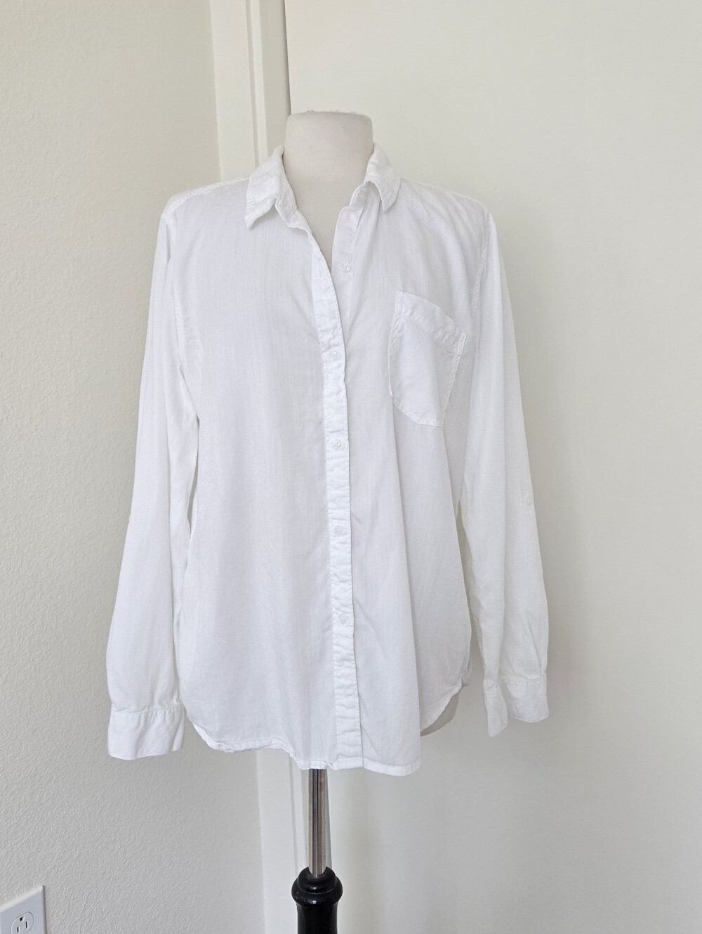 Terra & Sky White Shirt Womens Large  12-14 Button Front Long Sleeves Lyocell - Picture 3 of 14